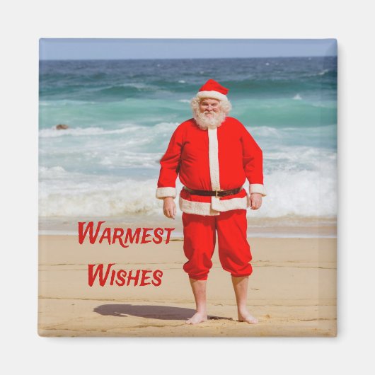 Santa Clause am Strand Warmest wünscht einen sonni Magnet (Vorne)