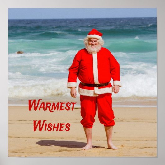 Santa Clause am Strand Warmest wünscht einen sonni Poster (Vorne)