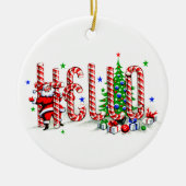 Santa Clause Candy Canes Hallo Weihnachtskunst Keramik Ornament (Vorne)