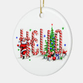 Santa Clause Candy Canes Hallo Weihnachtskunst Keramik Ornament (Links)
