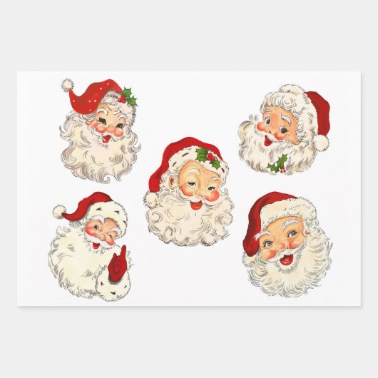 Santa Clause Collage Decoupage Decoupaging Retro Geschenkpapier Set (Vorderseite 3)