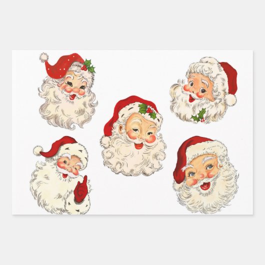 Santa Clause Collage Decoupage Decoupaging Retro Geschenkpapier Set (Vorderseite)