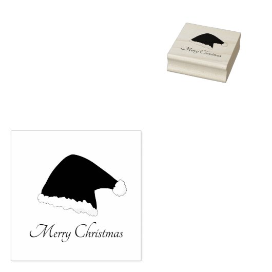 Santa Clause Hat stylish Script Holiday Gummistempel (Stempel)