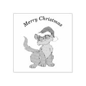 Santa Clause Katze mit einem roten Santa 2x2 Gummistempel (Prägung)
