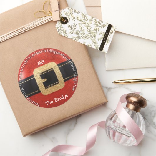 Santa Clause kommt in die Stadt Runder Aufkleber (Schenken)