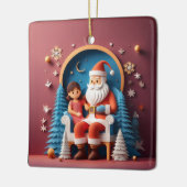 Santa Clause Layered Paper Christmas Tree Keramikornament (Links)