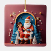 Santa Clause Layered Paper Christmas Tree Keramikornament (Rückseite)