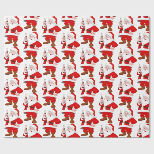 Santa Clause mit Bierflasche Geschenkpapier (Flach)