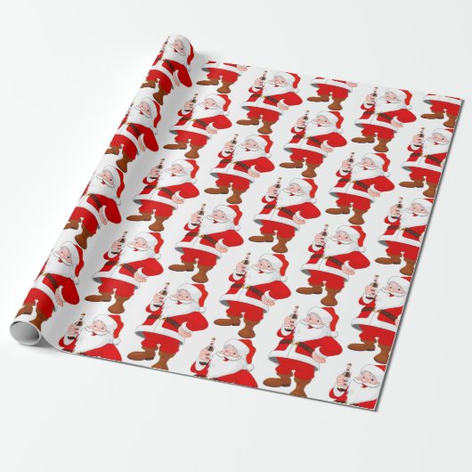 Santa Clause mit Bierflasche Geschenkpapier (Ungerollt)