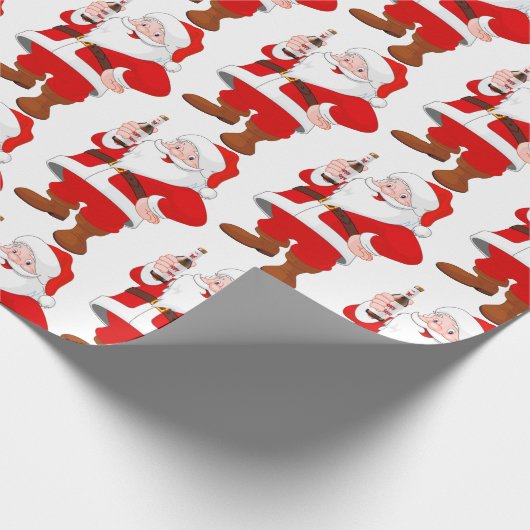 Santa Clause mit Bierflasche Geschenkpapier (Ecke)
