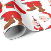 Santa Clause mit Bierflasche Geschenkpapier (Rolleneckpunkt)