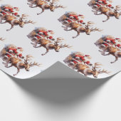 Santa Clause mit einem Rentier, der seinen Schlitt Geschenkpapier (Ecke)