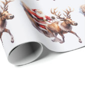 Santa Clause mit einem Rentier, der seinen Schlitt Geschenkpapier (Rolleneckpunkt)