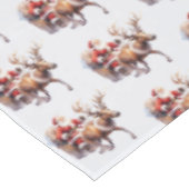 Santa Clause mit einem Rentier, der seinen Schlitt Tischdecke (Schrägansicht)