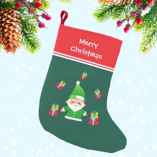 Santa Clause mit Geschenken Kleiner Weihnachtsstrumpf