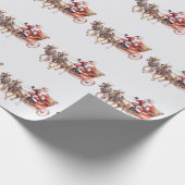 Santa Clause mit Pferden, die Rentiere tragen Geschenkpapier (Ecke)