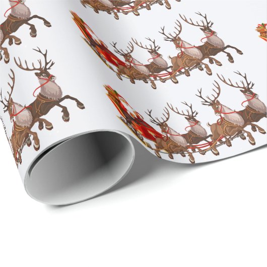 Santa Clause mit Rentieren Geschenkpapier (Rolleneckpunkt)