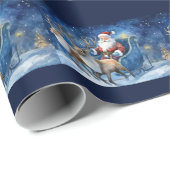 Santa Clause mit RentierSchlittenlandschaft Geschenkpapier (Rolleneckpunkt)