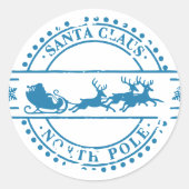 Santa Clause North Pole Blue Classic Round Aufkleb Runder Aufkleber (Vorderseite)