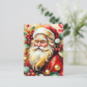 Santa Clause Portrait Feiertagspostkarte (Stehend Vorderseite)