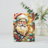 Santa Clause Portrait Feiertagspostkarte (Stehend Vorderseite)