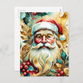 Santa Clause Portrait Feiertagspostkarte (Vorne/Hinten)