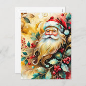 Santa Clause Portrait Feiertagspostkarte (Vorne/Hinten)