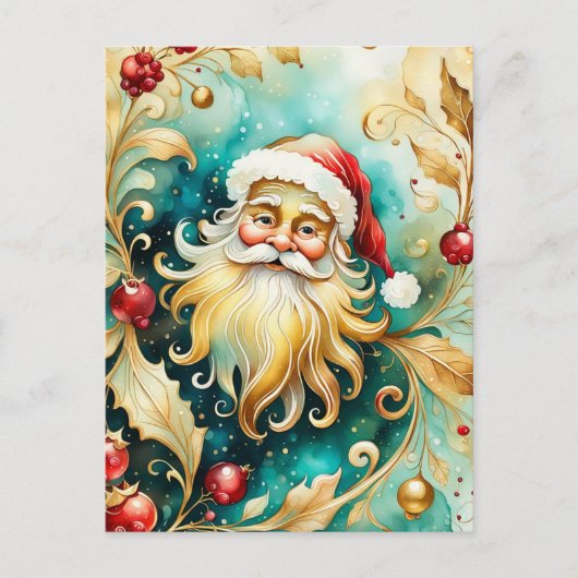 Santa Clause Portrait Feiertagspostkarte (Vorderseite)