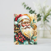 Santa Clause Portrait Feiertagspostkarte (Stehend Vorderseite)