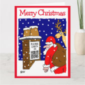 Santa Clause QR Code Design Funny Weihnachtskarte Karte (Vorderseite)