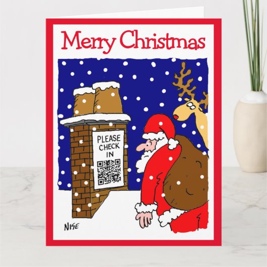 Santa Clause QR Code Design Funny Weihnachtskarte Karte (Vorderseite)