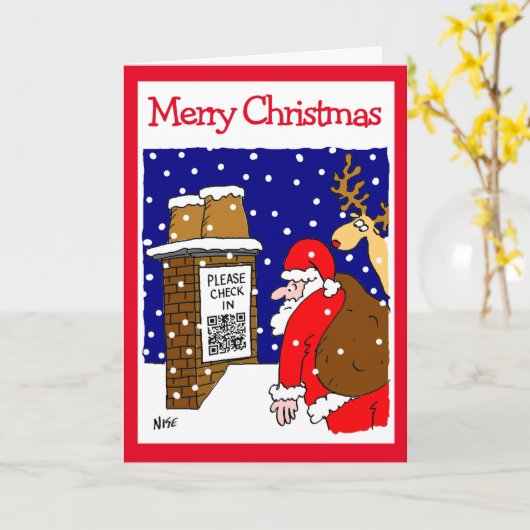 Santa Clause QR Code Design Funny Weihnachtskarte Karte (Gelbe Blume)