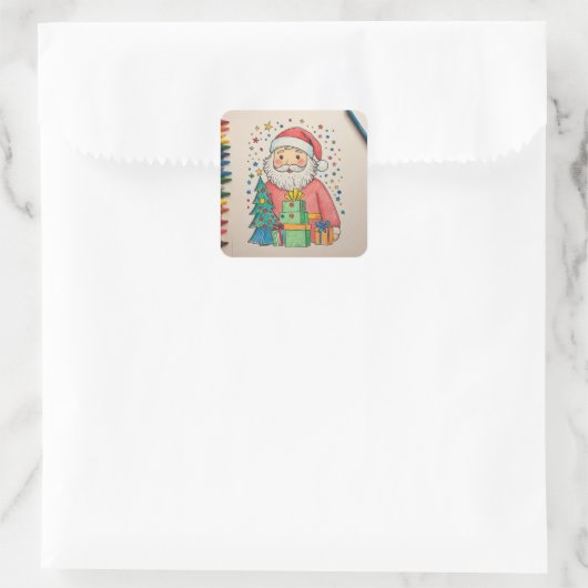 Santa Clause Quadratischer Aufkleber (Tasche)