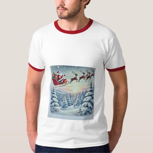 Santa Clause Regenhirsch T-Shirt (Vorderseite)