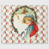 SANTA CLAUSE & RETRO CHRISTMAS GIFT WRAPPING GESCHENKPAPIER (Flach)