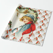 SANTA CLAUSE & RETRO CHRISTMAS GIFT WRAPPING GESCHENKPAPIER (Ungerollt)