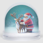 Santa Clause & Rudolf Christmas Snow Globe Schneekugeln (Vorderseite)
