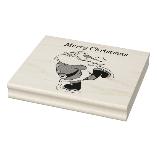 Santa Clause Skaten 4x5 Gummi-Briefmarke Gummistempel (Stempel)