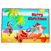 Santa Clause und der Birds Beach frohe Weihnachten Große Geschenktüte (Rückseite)