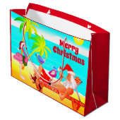 Santa Clause und der Birds Beach frohe Weihnachten Große Geschenktüte (Rückseite Schrägansicht)