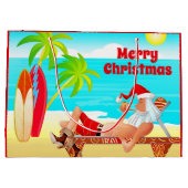 Santa Clause und Surfboards frohen Weihnachten Str Große Geschenktüte (Rückseite)