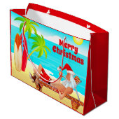 Santa Clause und Surfboards frohen Weihnachten Str Große Geschenktüte (Rückseite Schrägansicht)