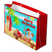 Santa Clause und Surfboards frohen Weihnachten Str Große Geschenktüte (Vorderseite Schrägansicht)