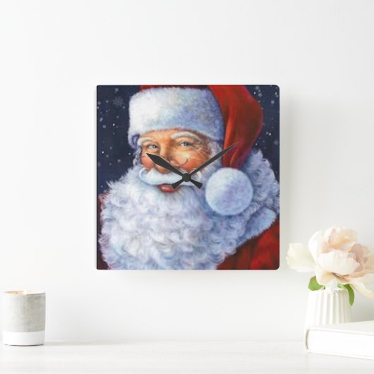 Santa Clause Wall Clock Quadratische Wanduhr (Zuhause)