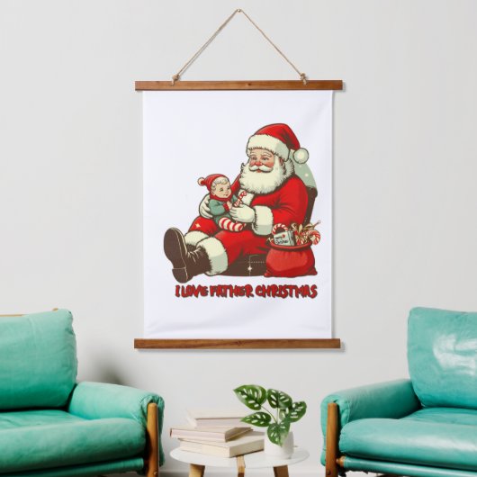 SANTA CLAUSE WALL TAPESTRY WANDTEPPICH MIT HOLZRAHMEN (Wohnzimmer)