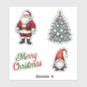 Santa Clause | Weihnachtsbaum | Gnome-Set Aufkleber (Blatt)