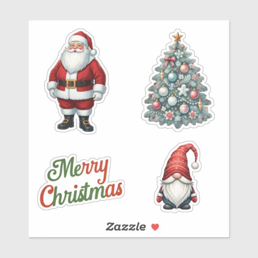 Santa Clause | Weihnachtsbaum | Gnome-Set Aufkleber (Blatt)