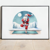 Santa Clause Yoga Workout Wasserfarbe Poster