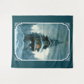 Santa Clause Zuhause Sweet Zuhause | Weihnachtsbau Wandteppich (Vorderseite (Horizontal))