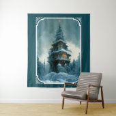 Santa Clause Zuhause Sweet Zuhause | Weihnachtsbau Wandteppich (Beispiel)